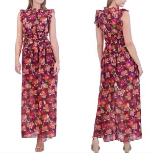 Vince Camuto Womens Dresses Vince Camuto Ruffled Chiffon‎ Floral Maxi Dress